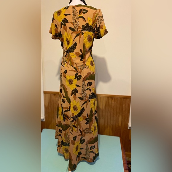Vintage Brown Floral Dress, Label: A Wild Thyme, Sz 6 - Picture 3 of 16